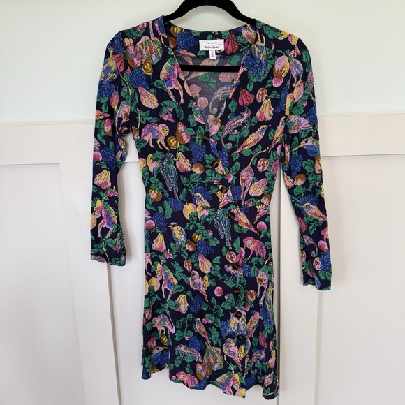 & Other Stories Dresses & Skirts - & Other Stories Monkey Print Dress Size 0 Colorful Asymmetric Button Up Tropical